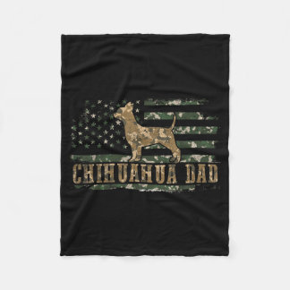 Chihuahua Dad Camo American Flag Camouflage USA フリースブランケット