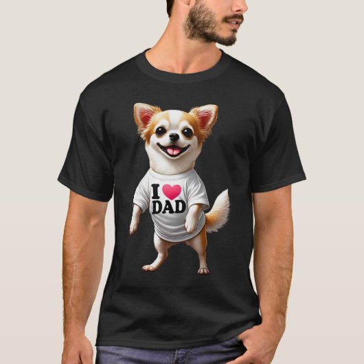Chihuahua Dad I Love Dad Chihuahua Lover Tシャツ (正面)