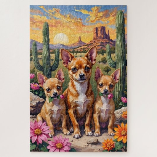 Chihuahua Desert Bloom Art ジグソーパズル (縦)