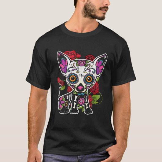 Chihuahua Dia De Los Muertos Day Of The Dead Dog S Tシャツ (正面)