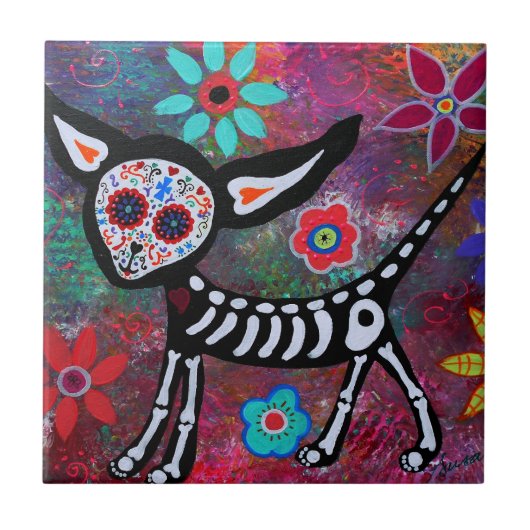 CHIHUAHUA DIA DE LOS MUERTOS TILE タイル (正面)