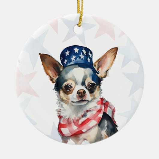 Chihuahua Dog, 4th of july Personalized セラミックオーナメント (正面)