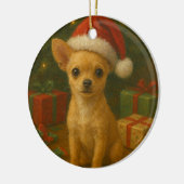 Chihuahua Dog Christmas Ornament セラミックオーナメント (左)