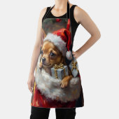 Chihuahua Dog Christmas Stocking Surprise Art エプロン (インサイチュ)