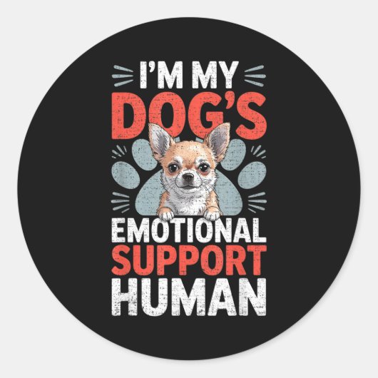 Chihuahua Dog Emotional Suprt Human ラウンドシール (正面)