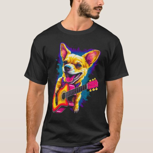 Chihuahua Dog Guitar Tシャツ (正面)