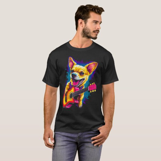 Chihuahua Dog Guitar Tシャツ (正面フル)