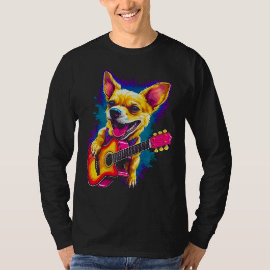 Chihuahua Dog Guitar Tシャツ (正面)