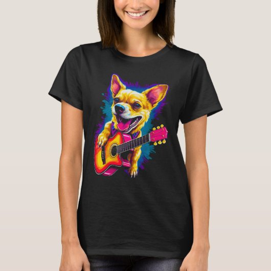Chihuahua Dog Guitar Tシャツ (正面)