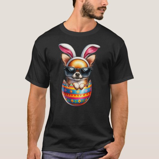 Chihuahua Dog Lover Easter Egg Happy Easter Bunny Tシャツ (正面)
