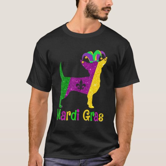 Chihuahua Dog Lover Mardi Gras Carnival Jester Tシャツ (正面)