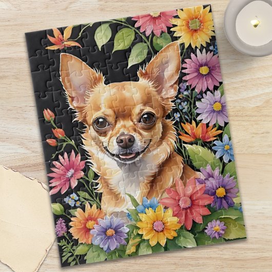 Chihuahua Dog Pet Portrait Watercolor Animal ジグソーパズル