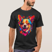 Chihuahua Dog Pink Red Heart Tシャツ (正面)