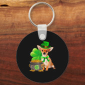 Chihuahua Dog Shamrock St Patricks Day Dog Irish G キーホルダー (正面)