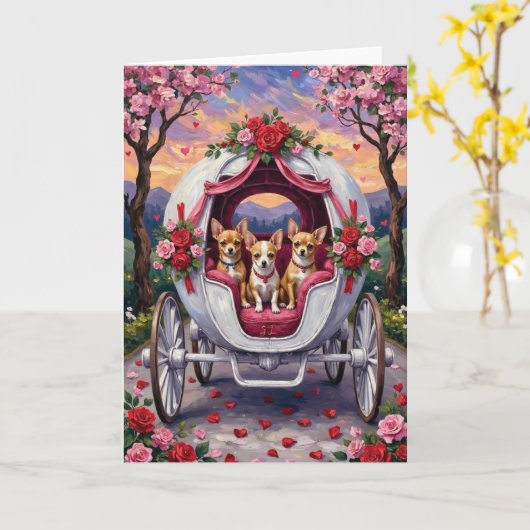 Chihuahua Dog Valentine's Day カード (黄色い花)