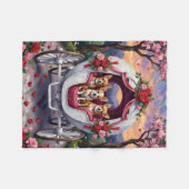 Chihuahua Dog Valentine's Day フリースブランケット (正面(横))