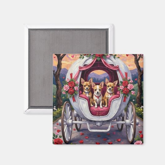Chihuahua Dog Valentine's Day マグネット (正面/裏面)