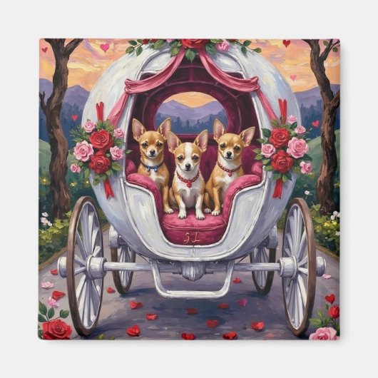 Chihuahua Dog Valentine's Day マグネット (正面)