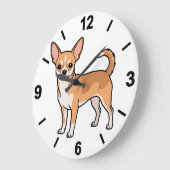 Chihuahua Dog Wall Clock Cute Pet Home Decor ラージ壁時計 (傾斜)