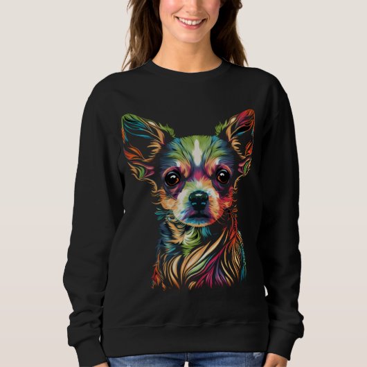 Chihuahua Face Cute Colorful Beautiful  Dog スウェットシャツ (正面)
