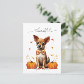 Chihuahua Fall Thankful Thanksgiving Greeting Card ポストカード (スタンド正面)
