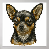 Chihuahua Gemstone Mosaic Art ポスター (正面)
