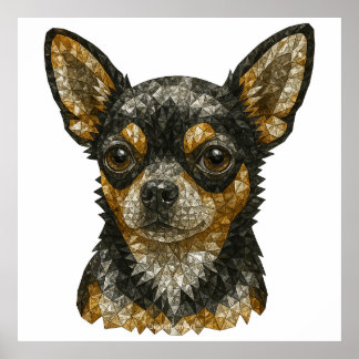 Chihuahua Gemstone Mosaic Art ポスター