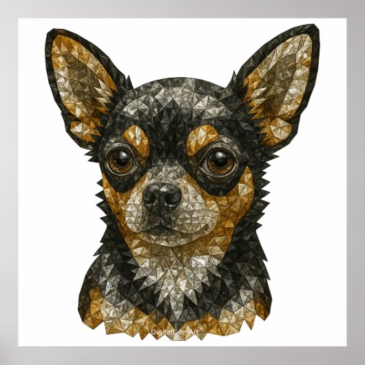Chihuahua Gemstone Mosaic Art ポスター (正面)