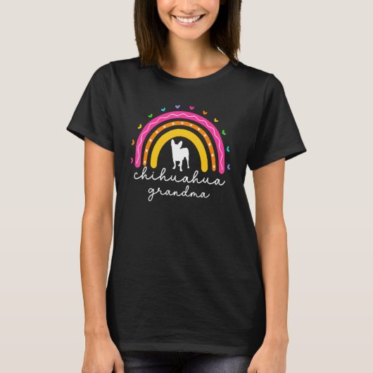 Chihuahua Grandma Women Rainbow  Chiwawa  Dog Tシャツ (正面)