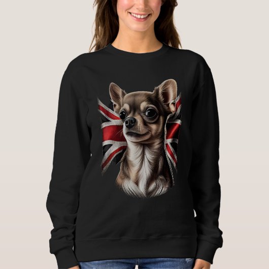 Chihuahua  Great Britain England Flag Colors Count スウェットシャツ (正面)