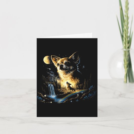 Chihuahua howling to the moon vintage funny カード (正面)