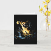 Chihuahua howling to the moon vintage funny カード (黄色い花)
