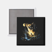 Chihuahua howling to the moon vintage funny マグネット (正面/裏面)