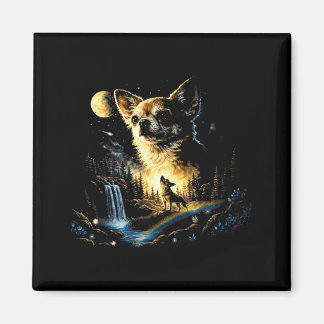 Chihuahua howling to the moon vintage funny マグネット