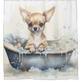 Chihuahua In浴槽水の色のドッグアート シャワーカーテン (正面)