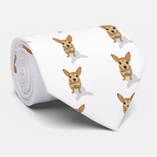 Chihuahua in a bowtie on white background ネクタイ (ロール)
