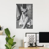 Chihuahua in Bathrobe Art Print, Funny Bathroom ポスター (ホームオフィス)