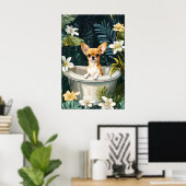 Chihuahua In Bathtub Poster, Funny Dog Poster ポスター (ホームオフィス)
