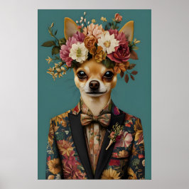Chihuahua In Suit Poster, Chihuahua Portrait ポスター