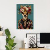 Chihuahua In Suit Poster, Chihuahua Portrait ポスター (ホームオフィス)