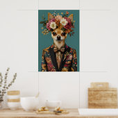 Chihuahua In Suit Poster, Chihuahua Portrait ポスター (キッチン)