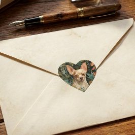 Chihuahua in the Style of William Morris ハートシール