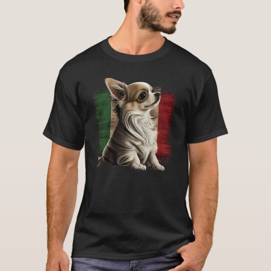 Chihuahua  Italy Flag Italian  Dog Souvenir Pizza Tシャツ (正面)