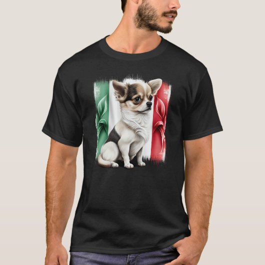 Chihuahua Italy Flag Italian Dog Souvenir Pizza Tシャツ (正面)
