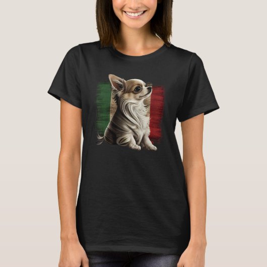 Chihuahua  Italy Flag Italian  Dog Souvenir Pizza Tシャツ (正面)