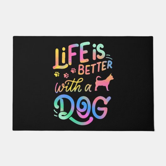 Chihuahua Life is better with my Dog ドアマット (正面)