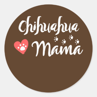 Chihuahua Mama Chihuahua Mom Dog Lover Heart ラウンドシール