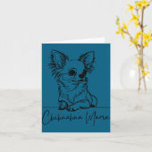 Chihuahua Mama Long Haired Chihuahua Mom Cute Dog  カード (黄色い花)