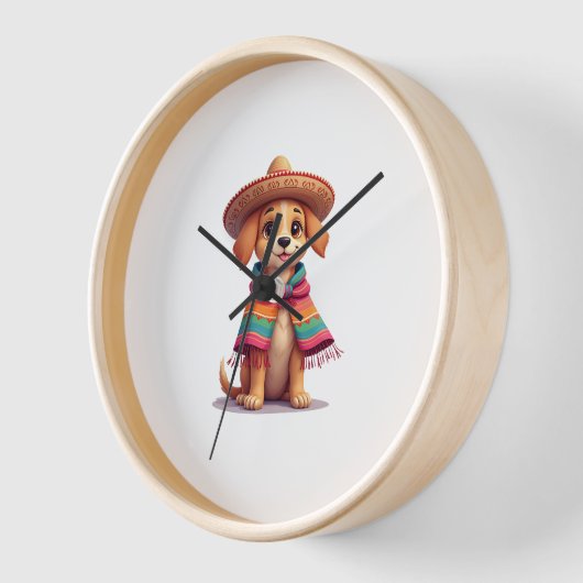 Chihuahua  Mexico  Cinco de Mayo  Funny Dog  (1) 壁時計 (傾斜)