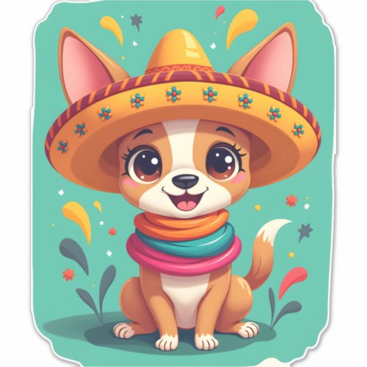 Chihuahua  Mexico  Cinco de Mayo  Funny Dog   (2) シール (正面)